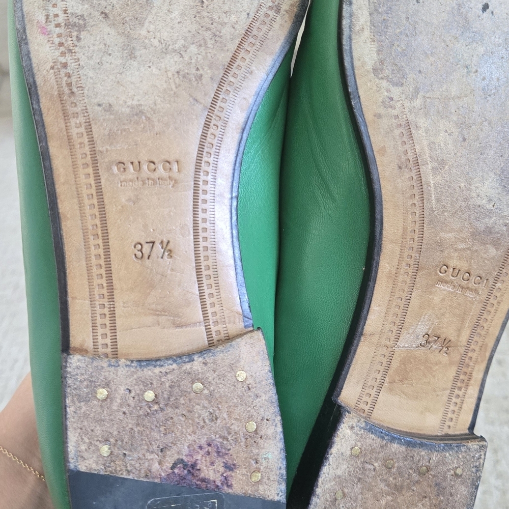 Gucci Green Leather Loafers with Gold Hardware - Picture 5 of 5